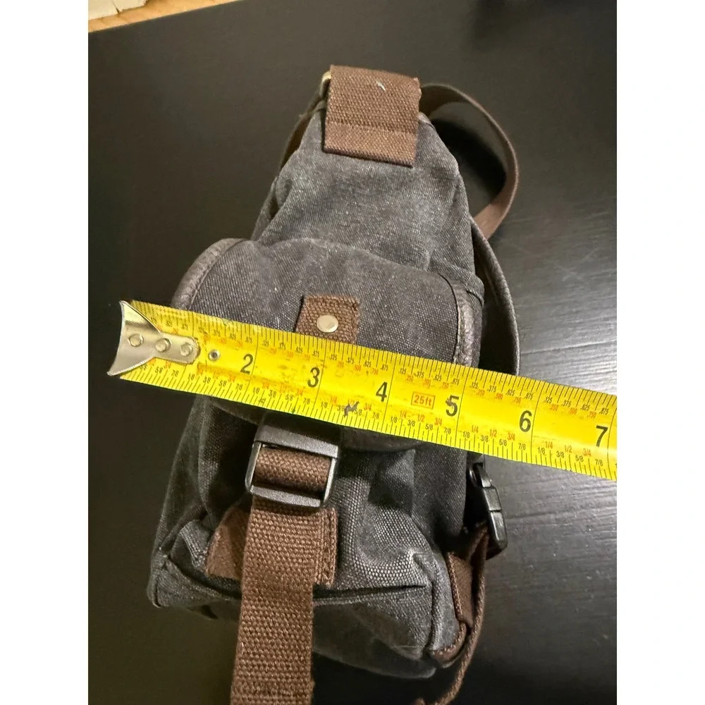 Weplan Canvas Messenger Bag Charcoal Gray Brown Crossbody Travel Satchel